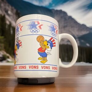 Vintage Coffee Mug Vons Stars in Motion, Sam the Olympic Eagle 1980-82 Papel T&F